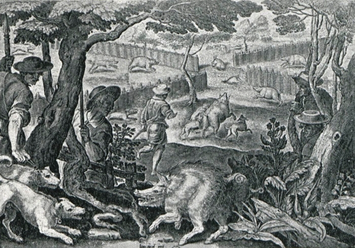 XVIIe siècle - Illustration tirée de l'ouvrage La Chasse à travers les Âges - Comte de Chabot (1898) - A. Savaète (Paris) - BnF (Gallica)